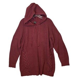 Torrid Women’s Plus Size 2 Purple Knit Lace-Up Raglan Pullover Hoodie Tunic